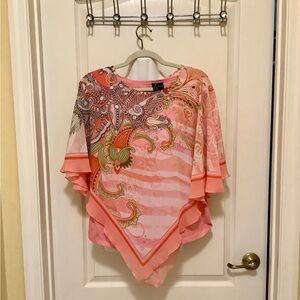 New Direction’s top scarf  sheer over peach orange stones very nice piece  S 🌸